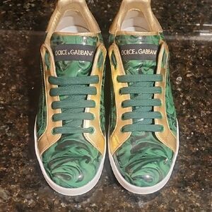 Dolce & Gabbana Green and Gold Athletic Shoes